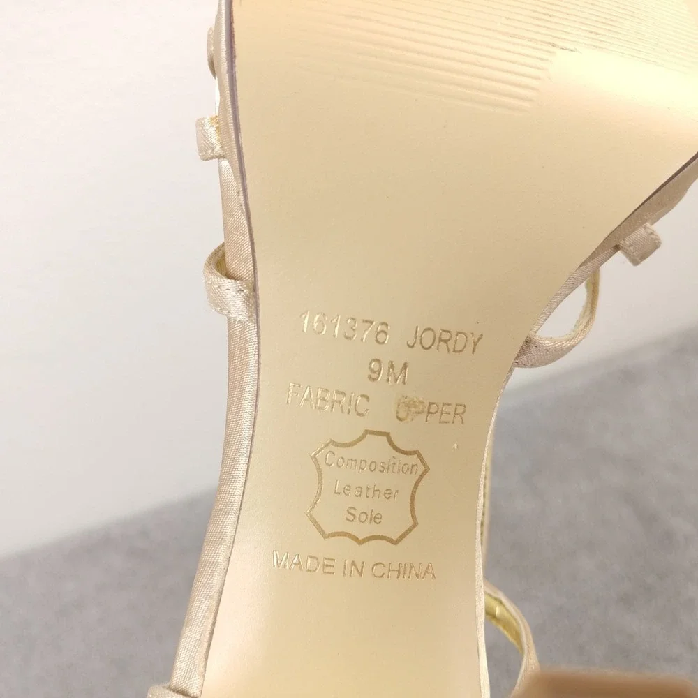 Michael Shannon Jordy Womens 9 Shoes Open Toe Gold Rhinestone Slingback Heels